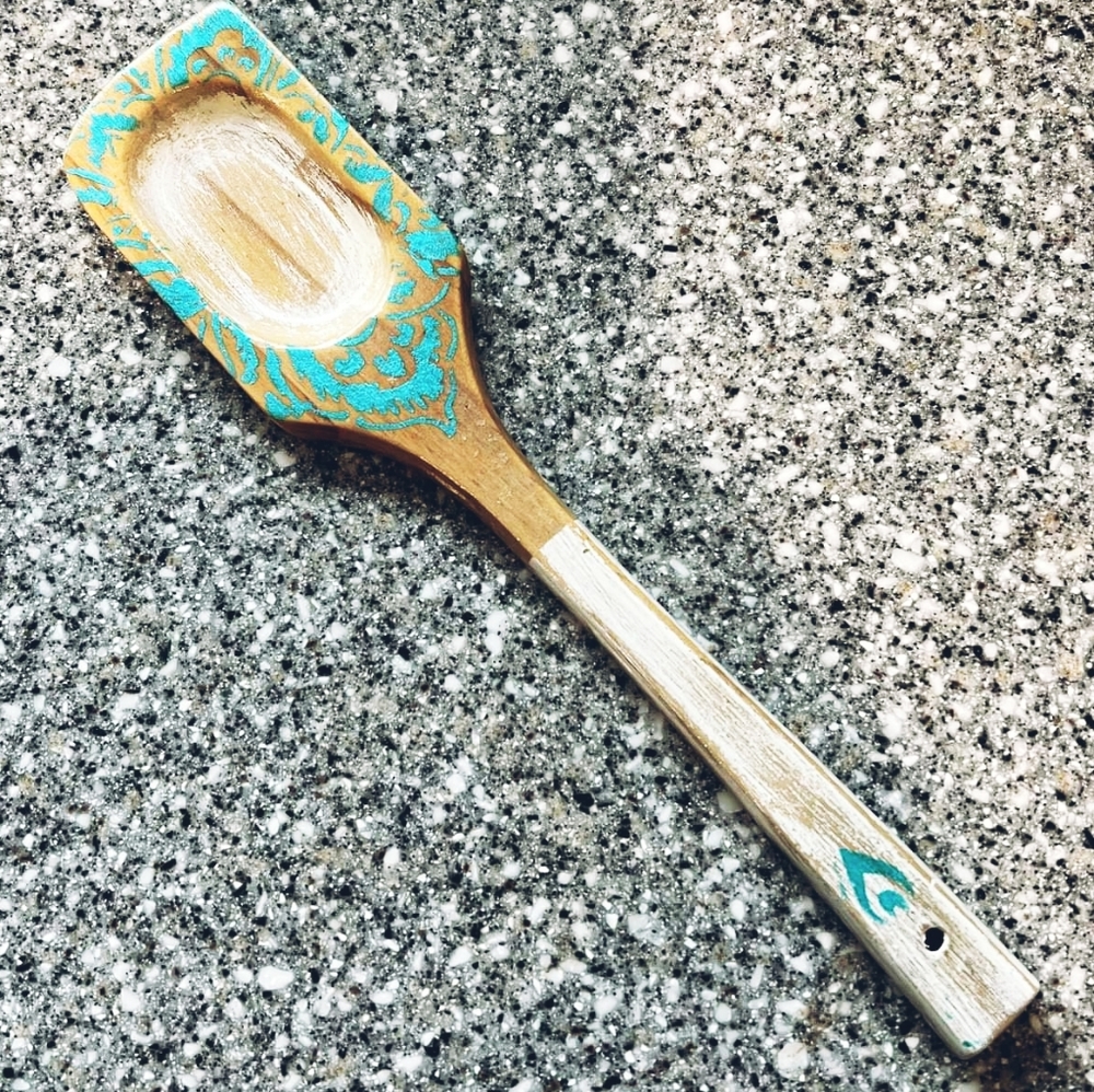 Farmhouse shabby chic serving spoon decor 9"